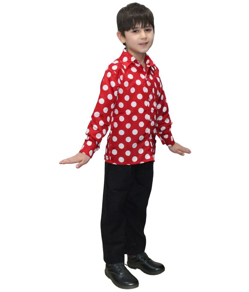     			Kaku Fancy Dresses Polka Dot Shirt Western Costume for Boys, 5-6 Years (Red & White)