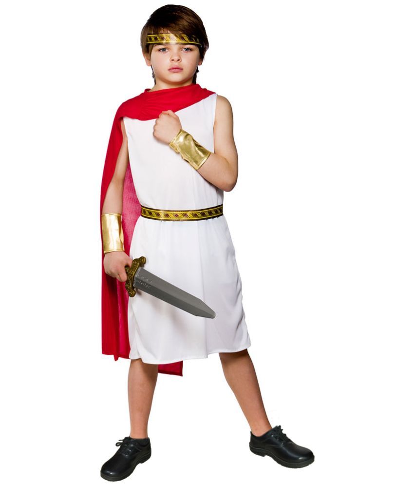     			Kaku Fancy Dresses Roman Boy Costume Of International Ethnic Wear -Red & White, 7-8 Years, For Boys