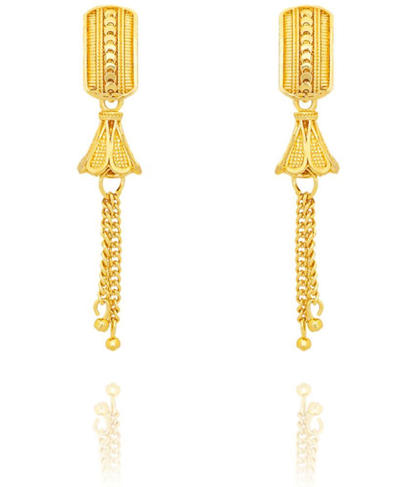     			LUV FASHION Golden Drop Earrings ( Pack of 1 )