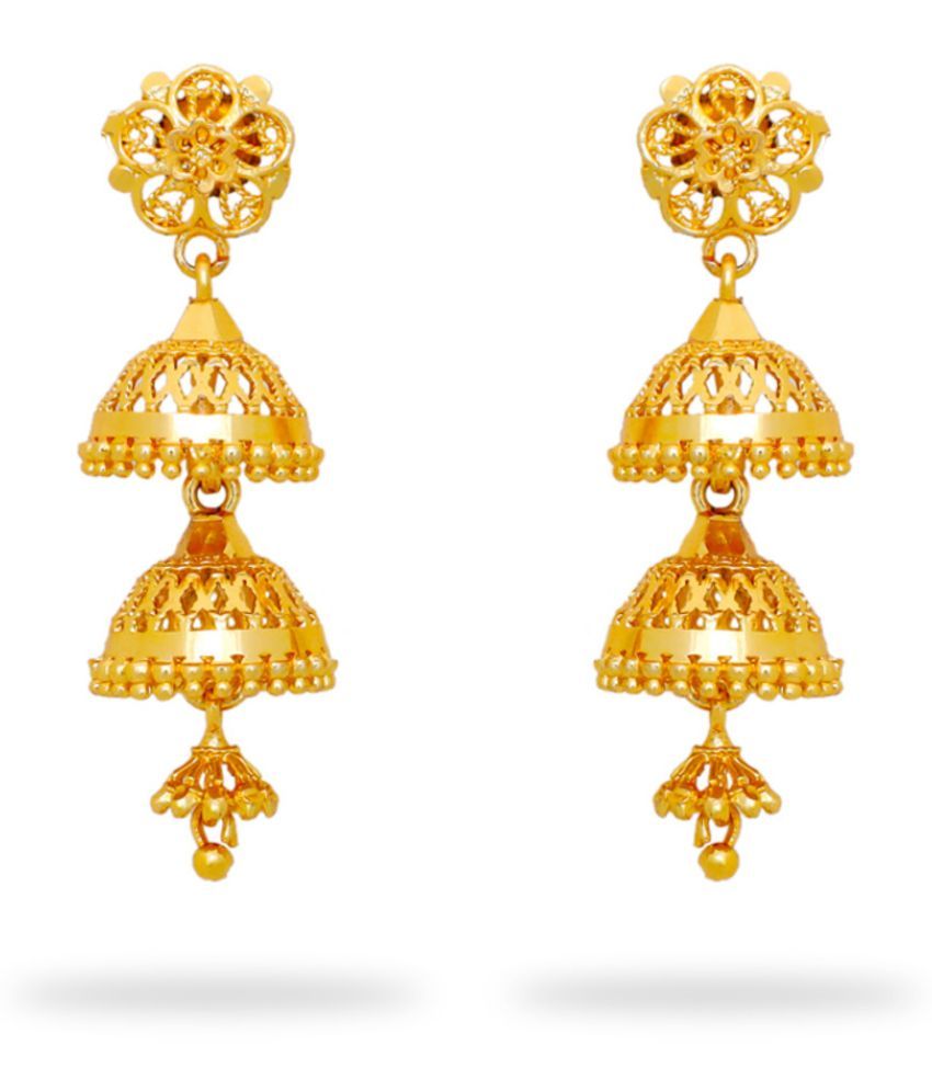     			LUV FASHION Golden Jhumki Earrings ( Pack of 1 )