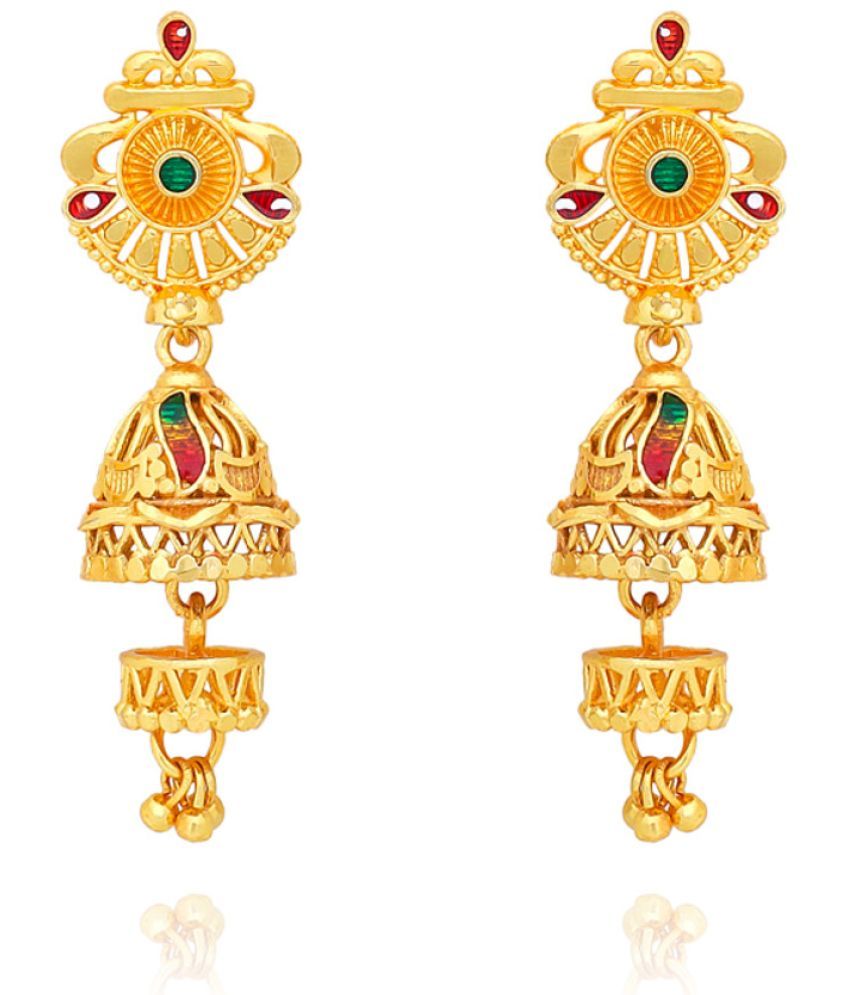     			LUV FASHION Golden Jhumki Earrings ( Pack of 1 )