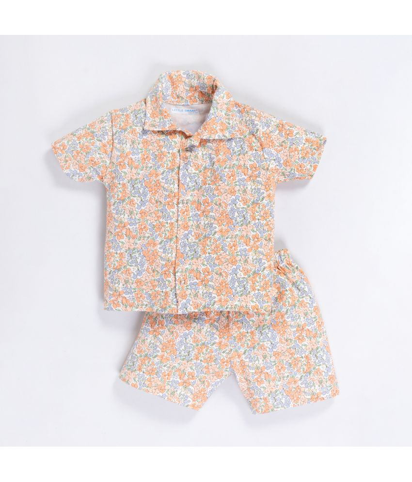     			Little Smart Multicolor Cotton Blend Unisex Shirt & Shorts ( Pack of 1 )