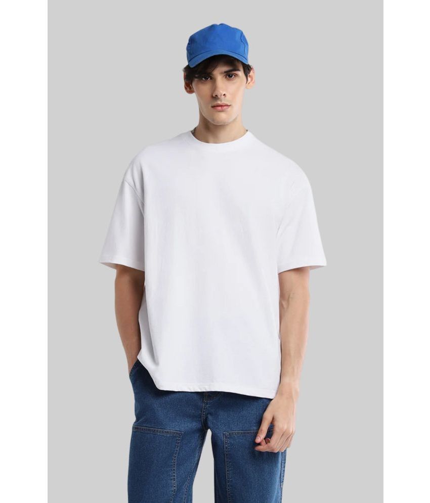     			PP Kurtis Cotton Blend Oversized Fit Solid Half Sleeves Men's T-Shirt - White ( Pack of 1 )