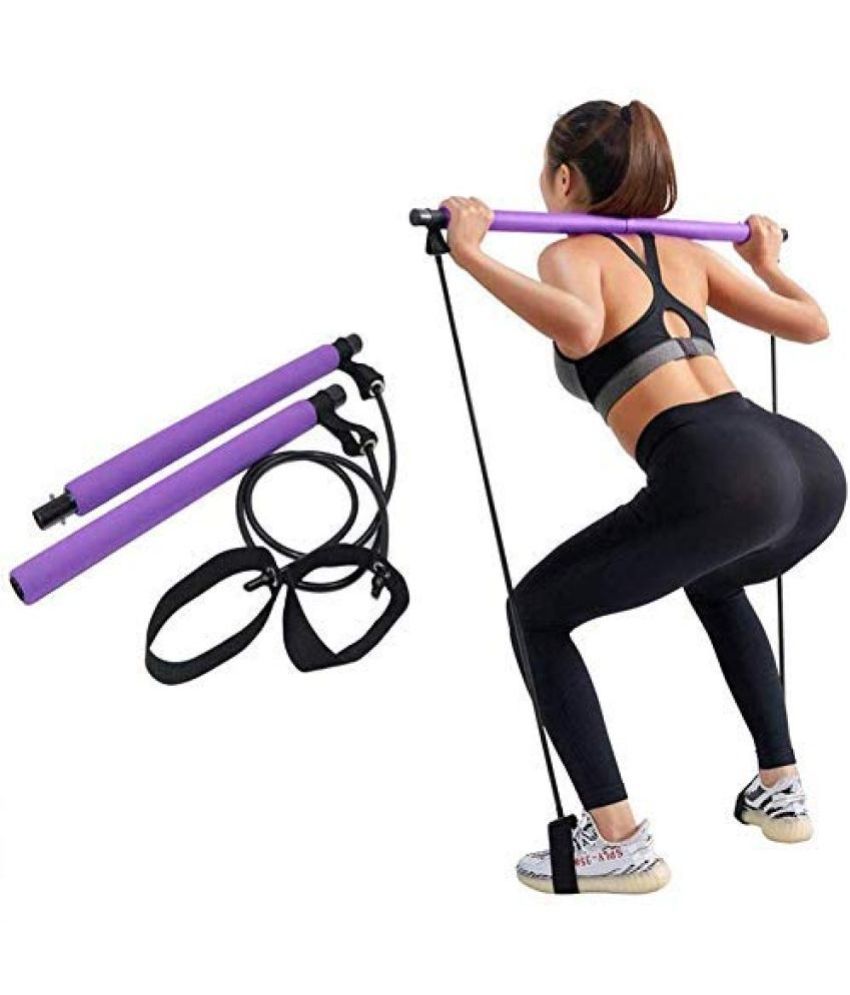     			Portable Pilates Bar Kit Yoga Pilates Stick Muscle Toning Bar with Resistance Band, Home Gym Pilates Yoga Exercise Bar with Foot Loop for Total Body Workout, Pack of 1