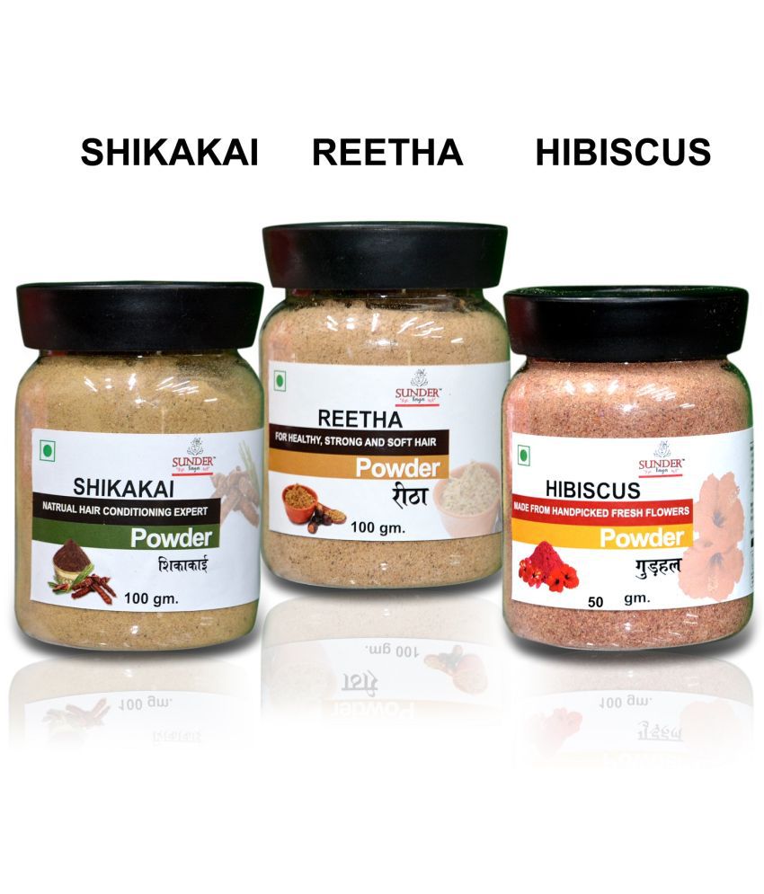     			Pure and Organic Reetha Shikakai Hibiscus Powder for Hair Care (Pack of 3)
