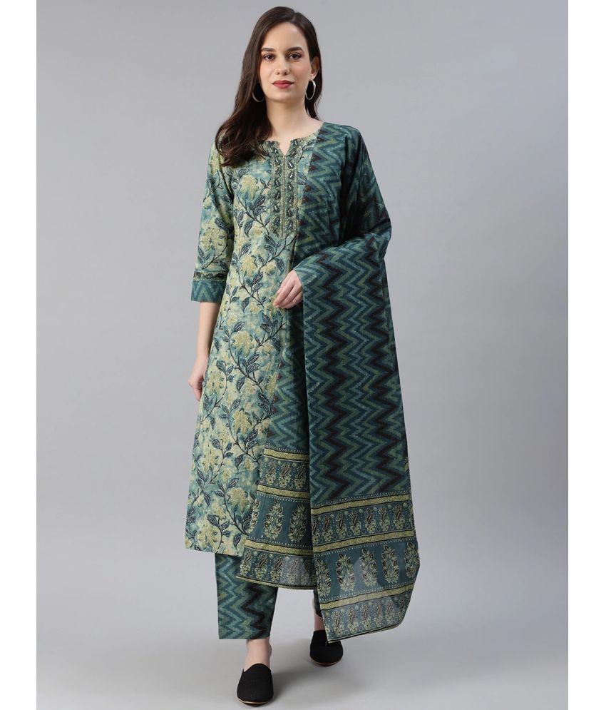     			Vaamsi Rayon Printed Kurti With Pants Women's Stitched Salwar Suit - Green ( Pack of 1 )