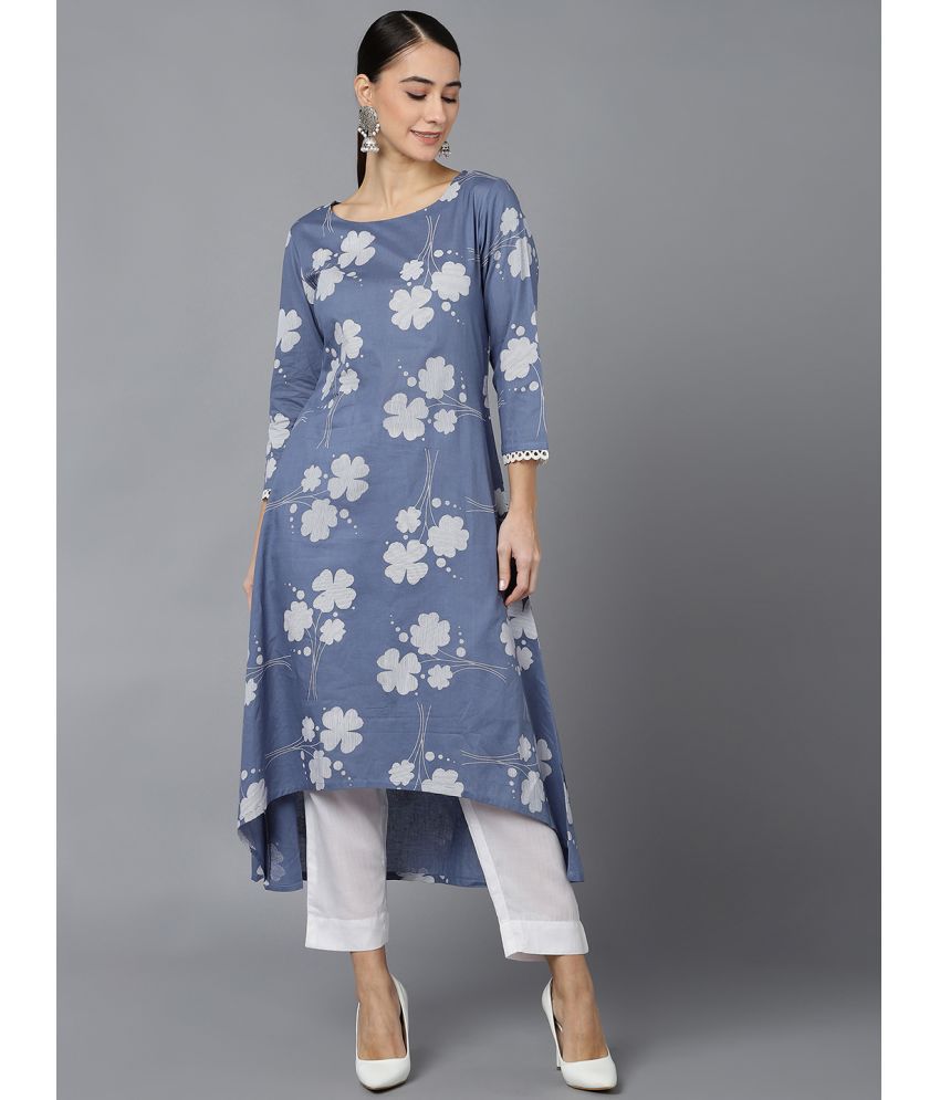     			Vaamsi Cotton Printed A-line Women's Kurti - Blue ( Pack of 1 )