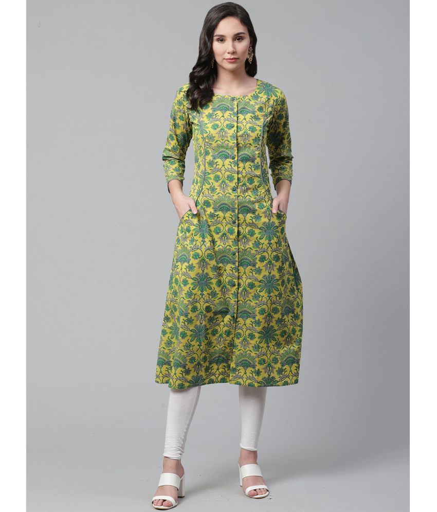     			Vaamsi Cotton Printed A-line Women's Kurti - Green ( Pack of 1 )