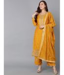 Vaamsi Silk Blend Embroidered Kurti With Palazzo Women's Stitched Salwar Suit - Mustard ( Pack of 1 )