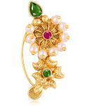 Vivastri Premium Nath Collection Nosepin With Beautiful & Luxurious Pearl Studded Maharashtraian Multi Coloured Nath For Women & Girls-VIVA1139NTH-Press-Multi