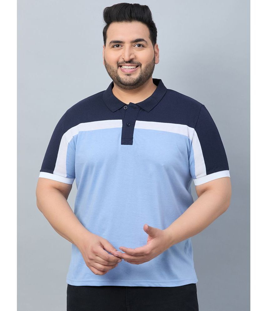     			AUSTIVO Cotton Blend Regular Fit Colorblock Half Sleeves Men's Polo T Shirt - Blue ( Pack of 1 )