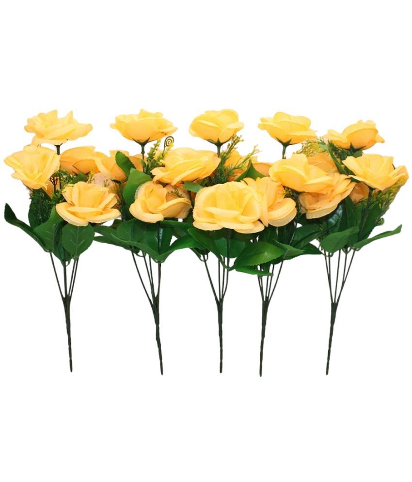     			Hidooa - Orange Rose Artificial Flowers Bunch ( Pack of 5 )