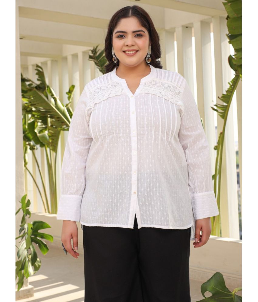     			Juniper White Cotton Women's Shirt Style Top ( Pack of 1 )