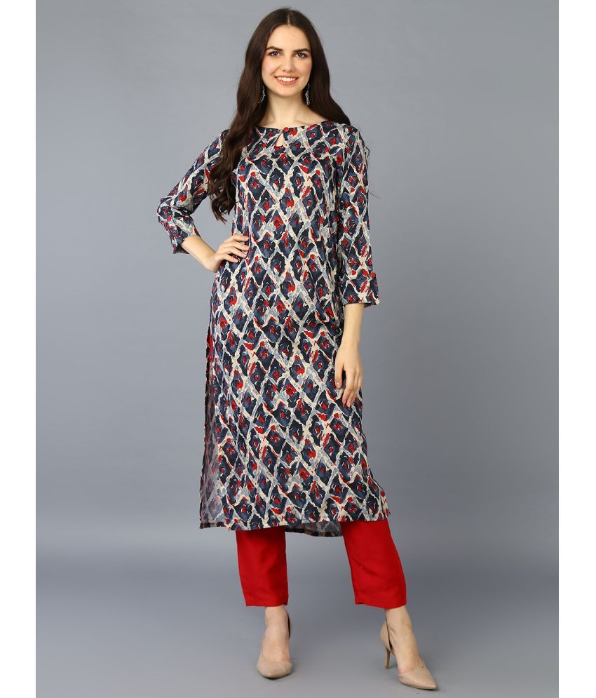     			Vaamsi Cotton Blend Printed Straight Women's Kurti - Off White ( Pack of 1 )