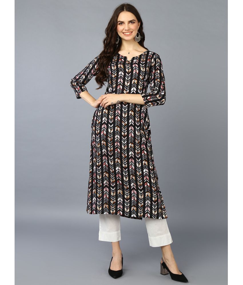     			Vaamsi Cotton Blend Printed Straight Women's Kurti - Black ( Pack of 1 )