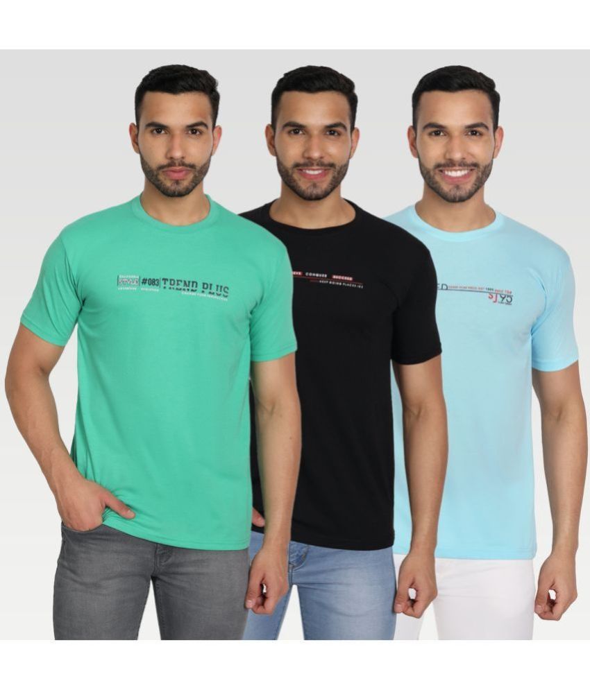     			Zeffit Cotton Blend Regular Fit Printed Half Sleeves Men's T-Shirt - Multicolor ( Pack of 3 )