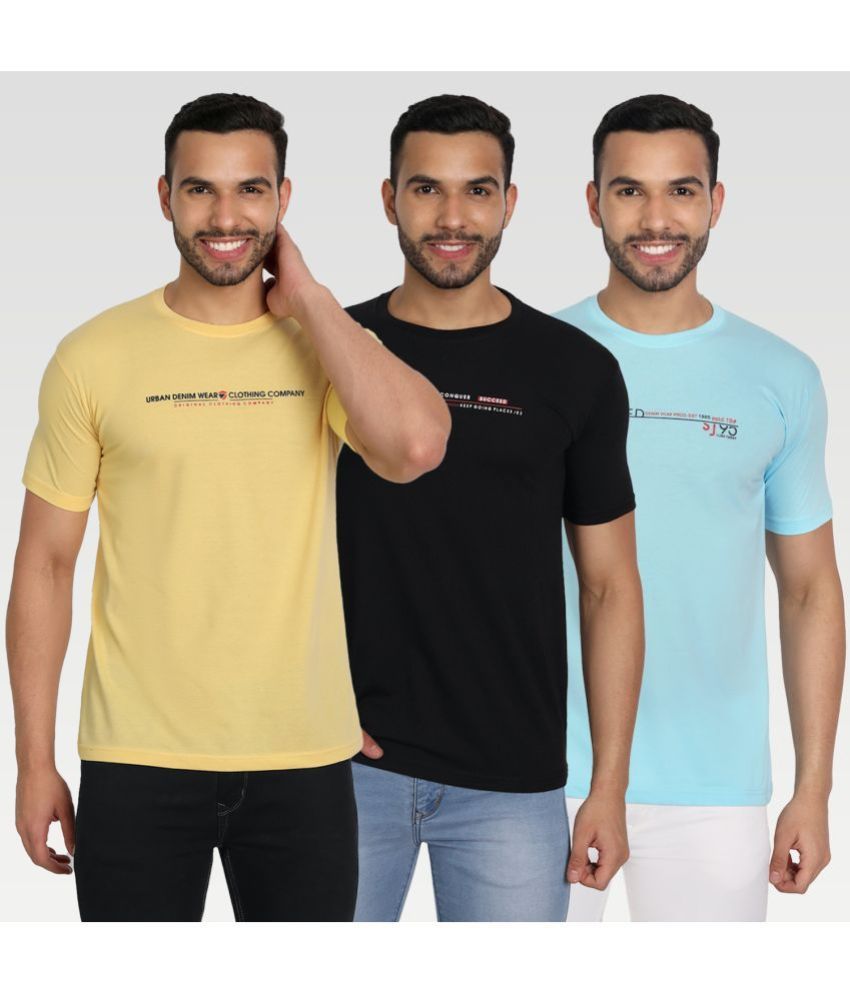     			Zeffit Cotton Blend Regular Fit Printed Half Sleeves Men's T-Shirt - Multicolor ( Pack of 3 )