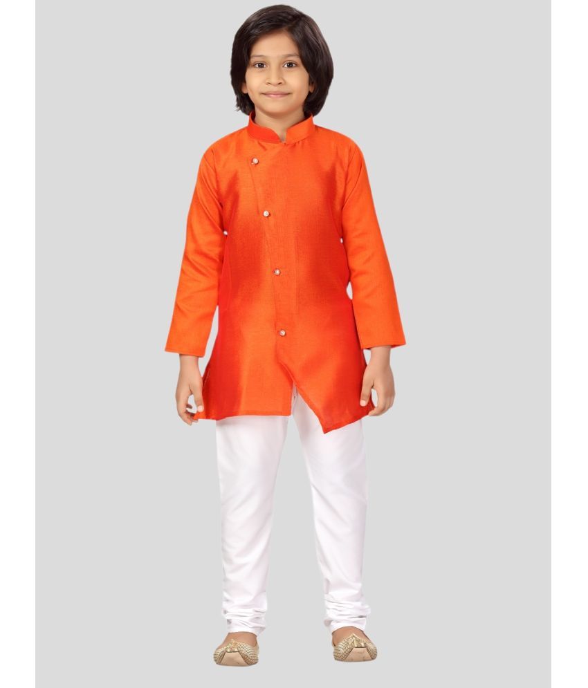     			Aarika Boys Silk Solid - Pattern Kurta Pant Set ( Orange , Pack of 1 )