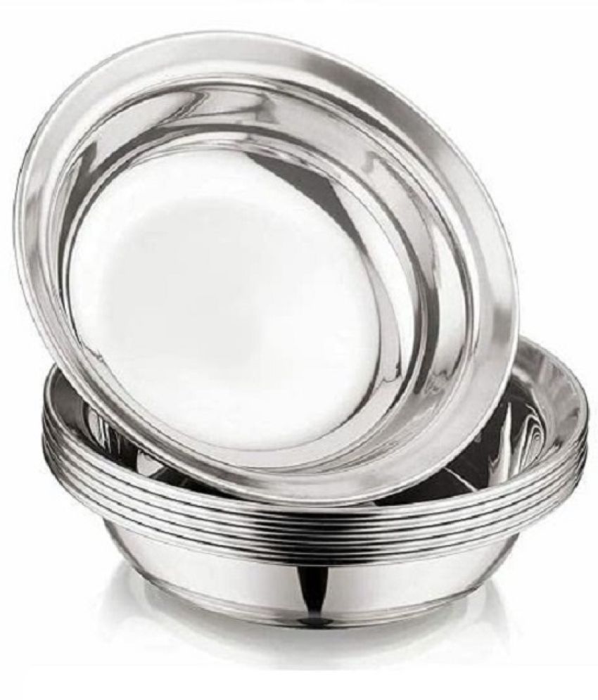     			Dynore 6 Pcs Stainless Steel Silver Dessert Plate