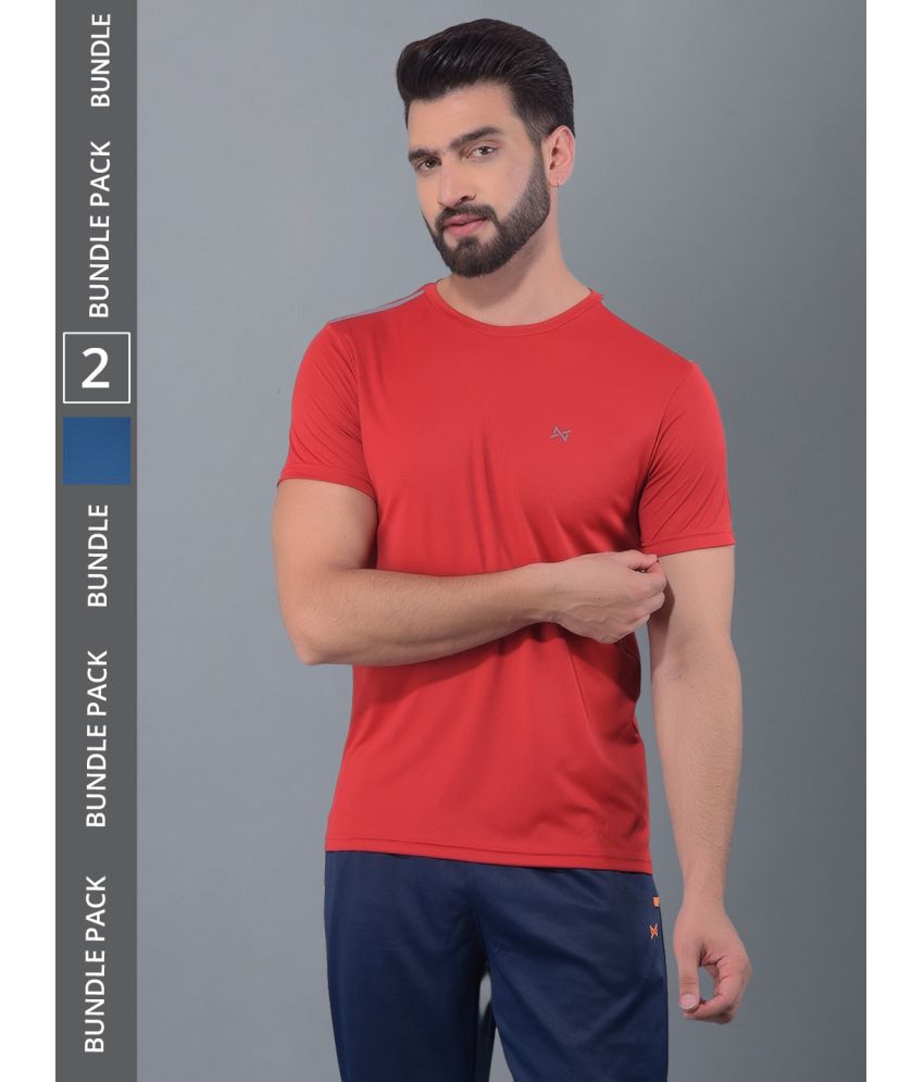     			Force NXT Multicolor Polyester Regular Fit Men's Sports T-Shirt ( Pack of 2 )