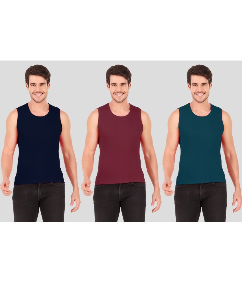     			Pack of 3 Hap Kings Cotton Men's Vest ( Multi )