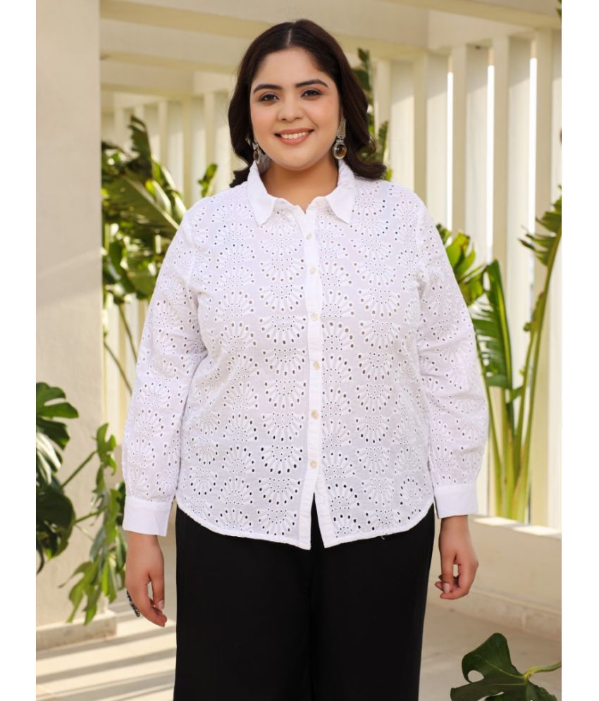     			Juniper White Cotton Women's Shirt Style Top ( Pack of 1 )