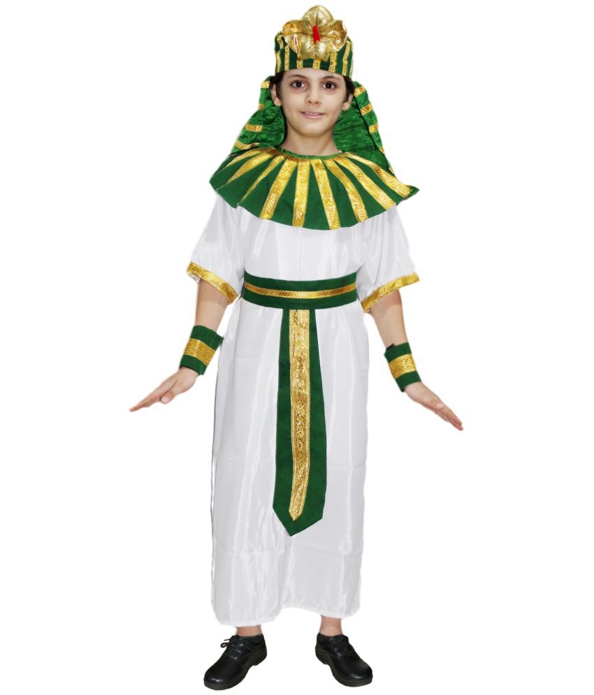     			Kaku Fancy Dresses International Ethnic Wear Egyptian God/Greek God Costume -Green, White & Gold, 5-6 Years, For Boys & Girls