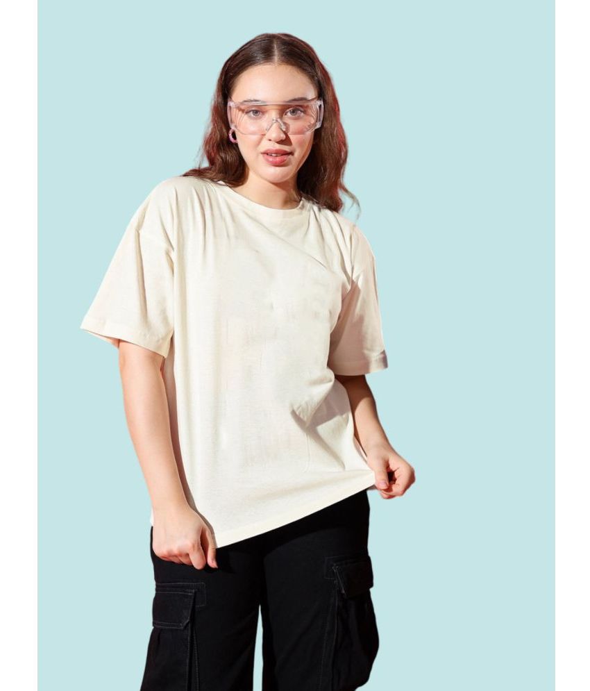     			PPTHEFASHIONHUB Beige Cotton Blend Women's T-Shirt ( Pack of 1 )