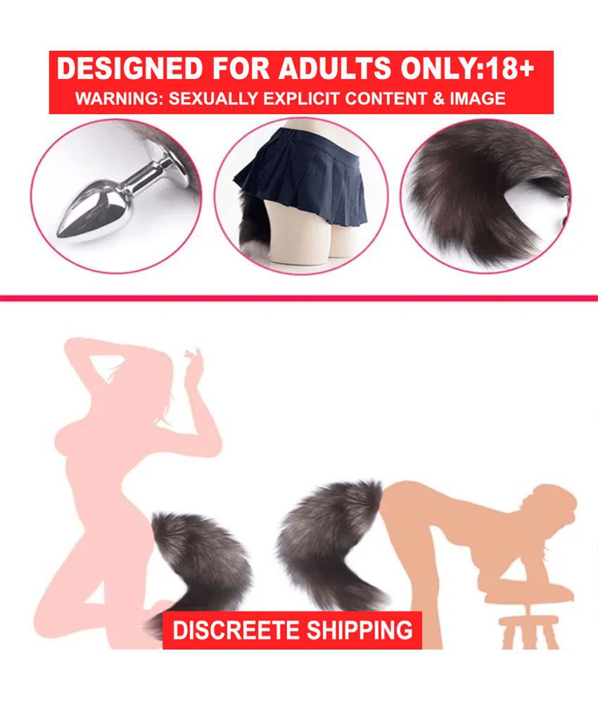     			Stainless Steel Anal Butt Plug Faux Fur Cat Fox Tail Metal Animal Female Sex Toy mens sexy toy butt plug men toy for men