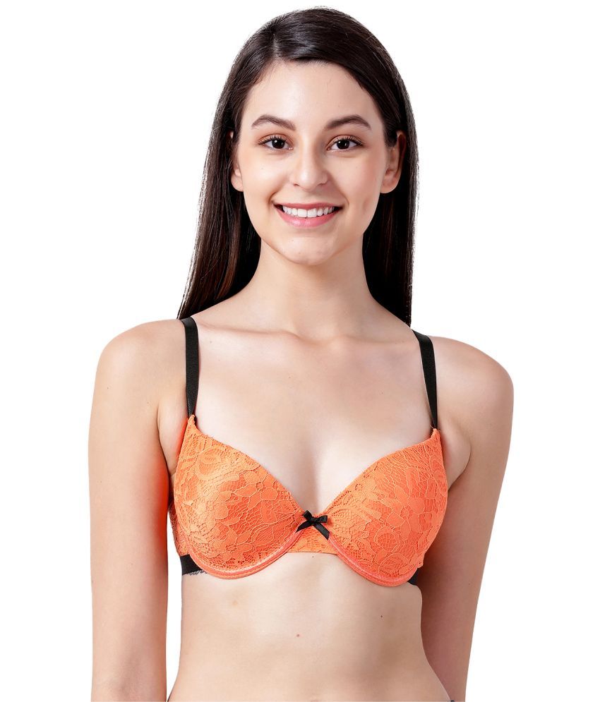     			Susie Orange Lace Lightly Padded Women's Plunge Bra ( Pack of 1 )