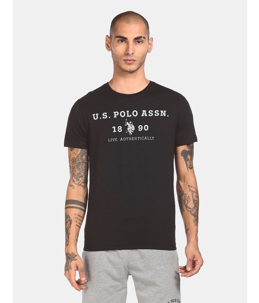     			U.S. Polo Assn. Cotton Regular Fit Printed Half Sleeves Men's T-Shirt - Black ( Pack of 1 )