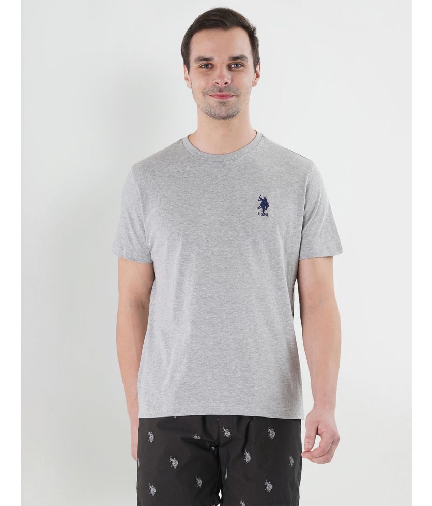     			U.S. Polo Assn. Cotton Regular Fit Solid Half Sleeves Men's T-Shirt - Grey Melange ( Pack of 1 )
