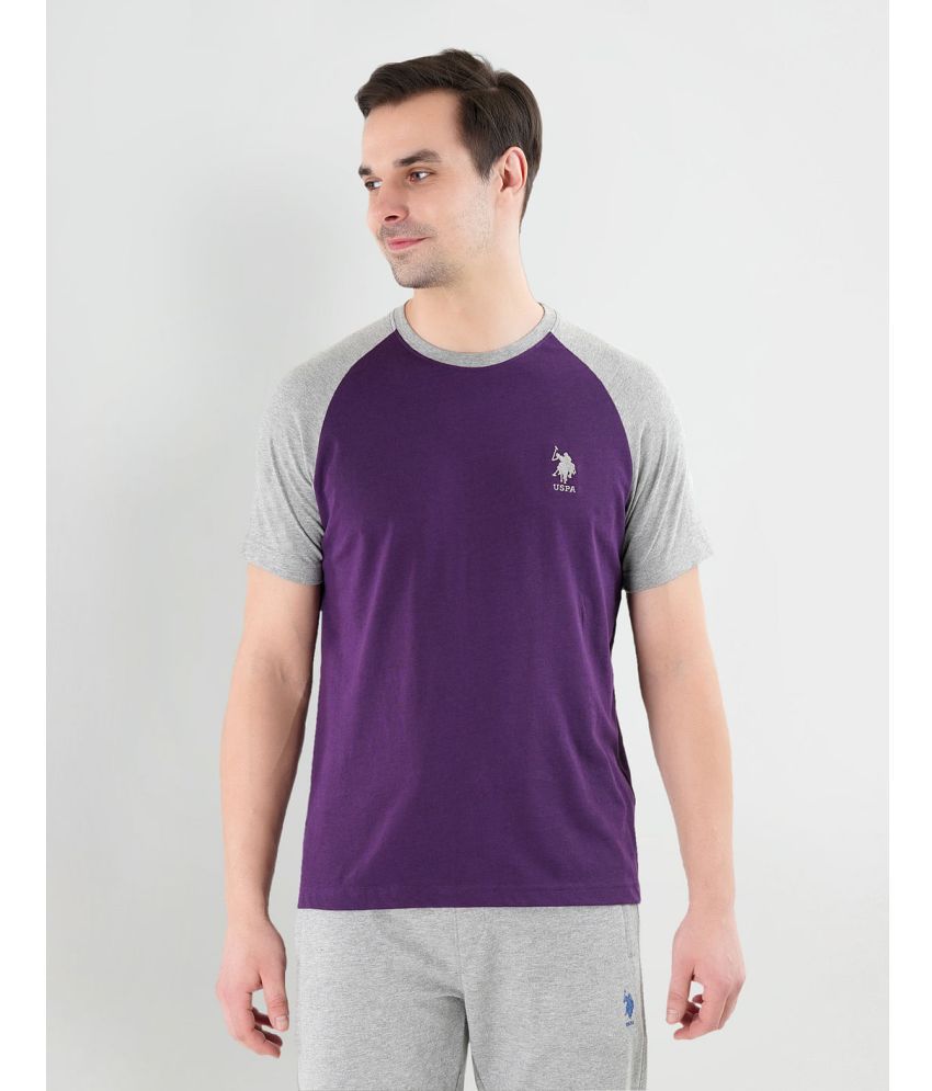     			U.S. Polo Assn. Cotton Regular Fit Colorblock Half Sleeves Men's T-Shirt - Purple ( Pack of 1 )