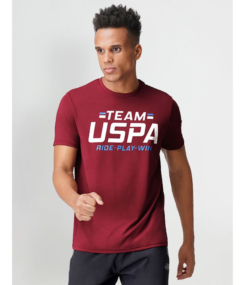     			U.S. Polo Assn. Polyester Regular Fit Printed Half Sleeves Men's T-Shirt - Maroon ( Pack of 1 )