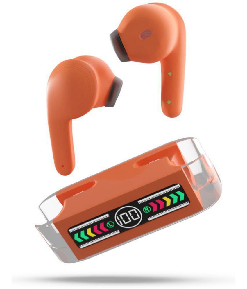     			VERONIC Max Bluetooth True Wireless (TWS) In Ear 30 Hours Playback Fast charging,Powerfull bass IPX4(Splash & Sweat Proof) Orange