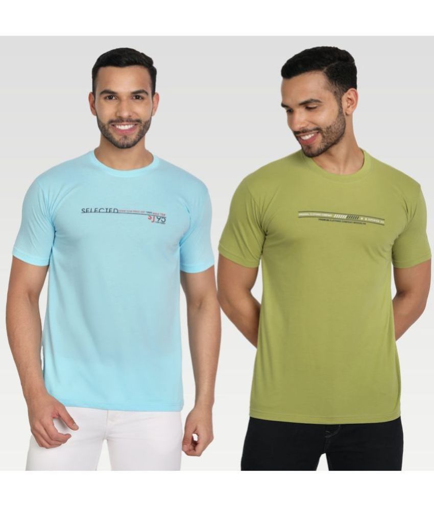     			Zeffit Cotton Blend Regular Fit Printed Half Sleeves Men's T-Shirt - Multicolor ( Pack of 2 )