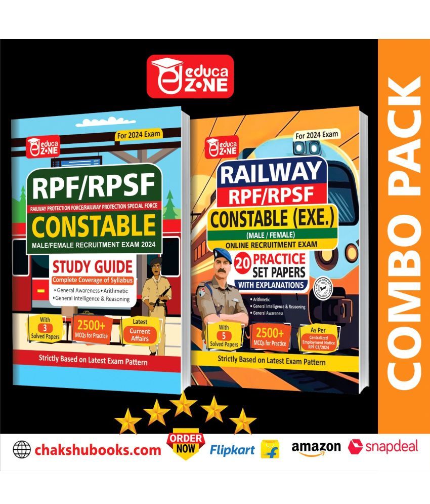     			Educazone Combo Pack Of Railway RPF And RPSF Constable (EXE.) Recruitment Exam Complete Study Guide And Practice Sets Book With Solved Papers For 2024 Exam (Set Of 2) Books