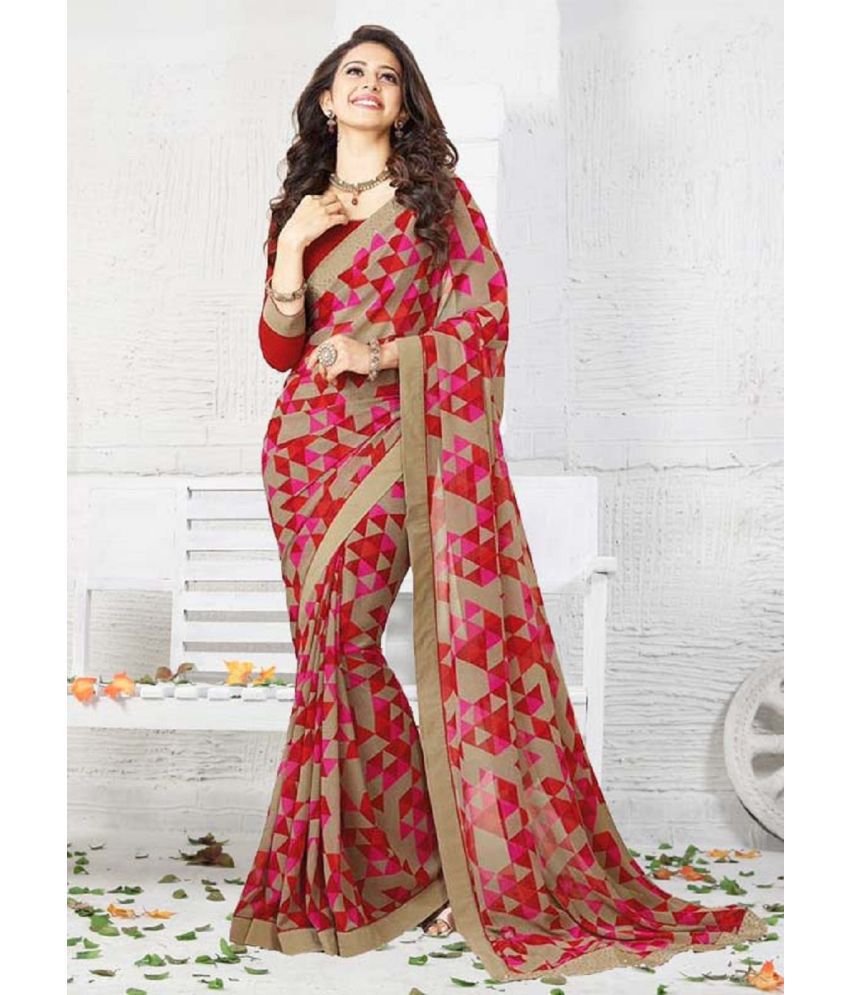     			Gazal Fashions Georgette Printed Saree With Blouse Piece - Multicolor2 ( Pack of 1 )