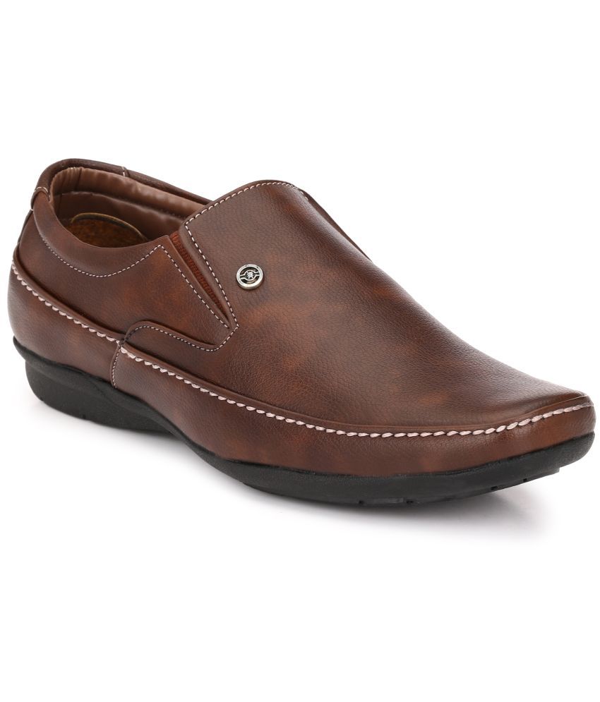     			RL Rocklin Men Brown Men's Slip On Formal Shoes