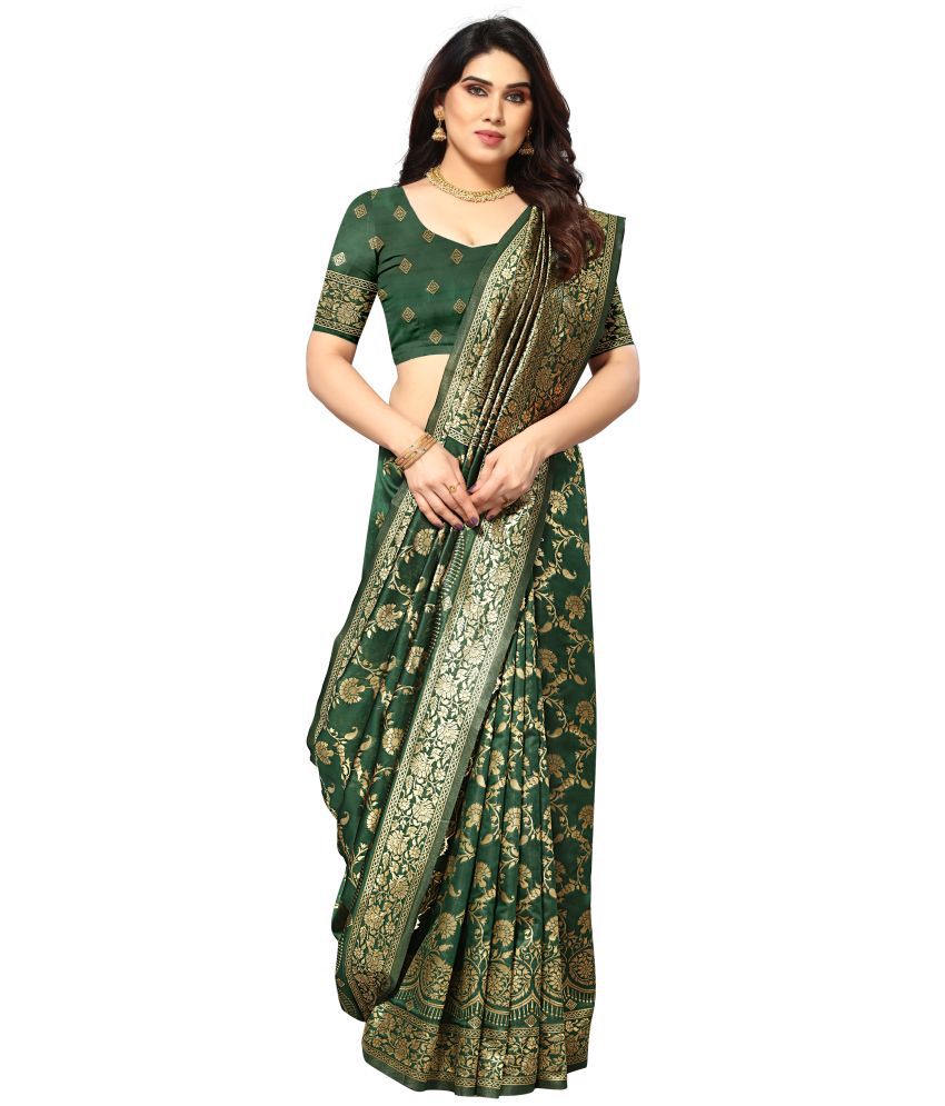     			Sidhidata Banarasi Silk Self Design Saree With Blouse Piece - Green ( Pack of 1 )