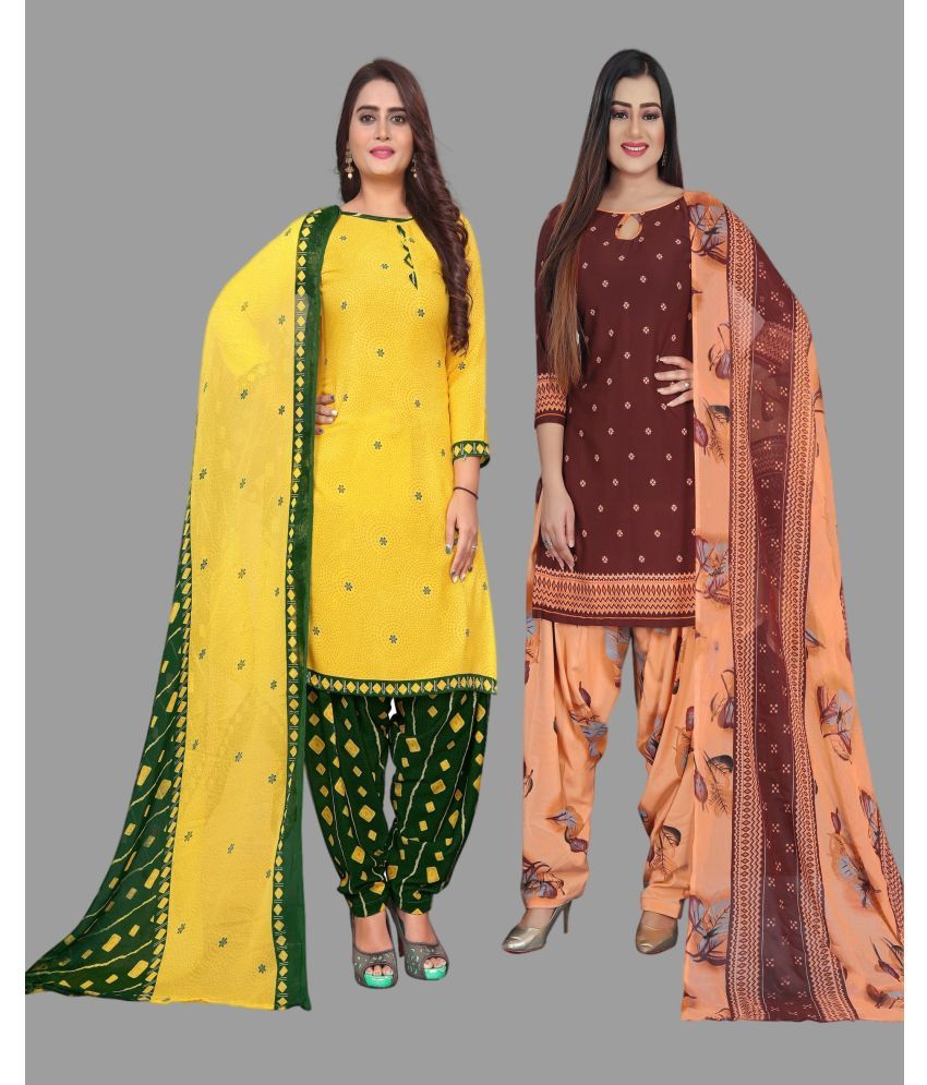     			WOW ETHNIC Unstitched Crepe Printed Dress Material - Multicolor ( Pack of 2 )