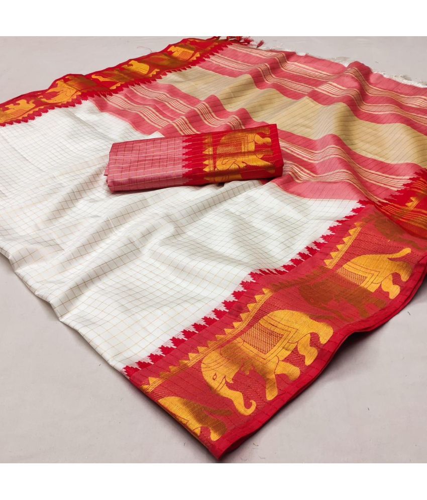     			A TO Z CART Banarasi Silk Embellished Saree With Blouse Piece - Red ( Pack of 1 )