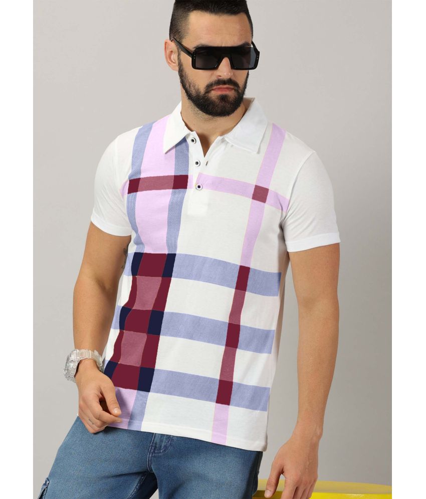     			AUSK Cotton Blend Regular Fit Checks Half Sleeves Men's Polo T Shirt - Lavender ( Pack of 1 )