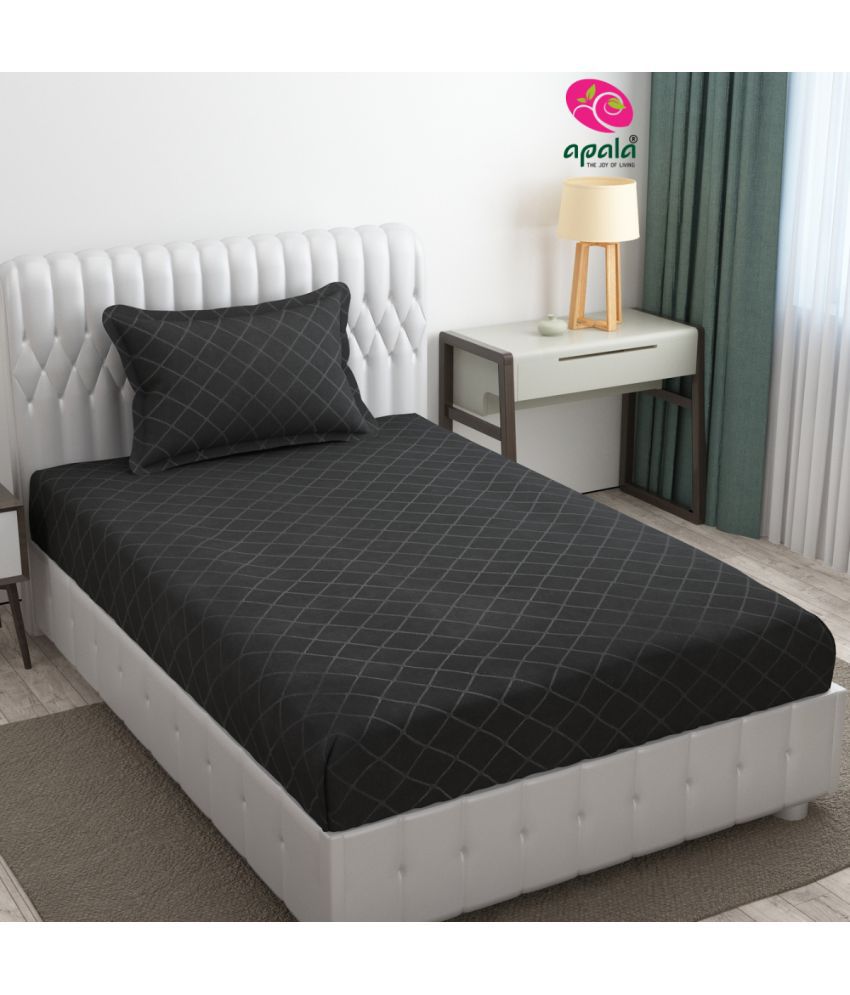     			Apala Microfiber Geometric 1 Single Bedsheet with 1 Pillow Cover - Gray