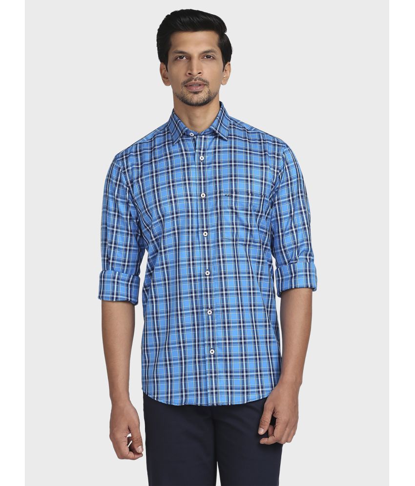     			Colorplus 100% Cotton Regular Fit Checks Full Sleeves Men's Casual Shirt - Blue ( Pack of 1 )