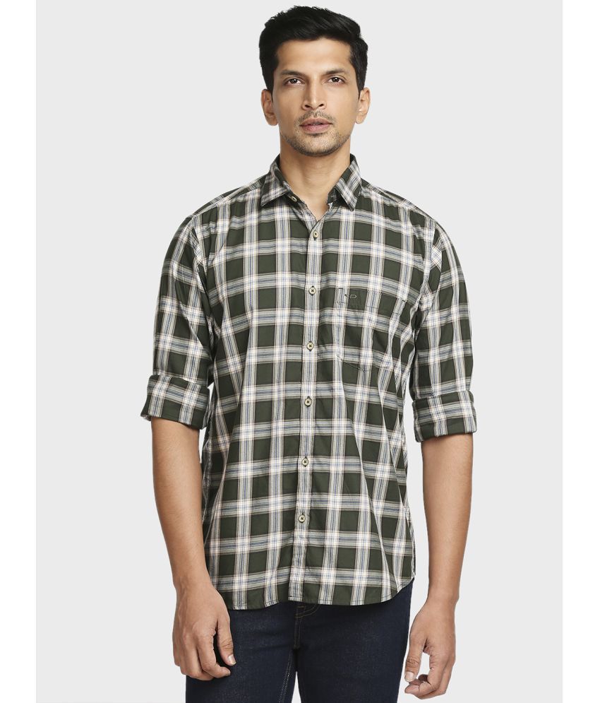     			Colorplus 100% Cotton Regular Fit Checks Full Sleeves Men's Casual Shirt - Green ( Pack of 1 )