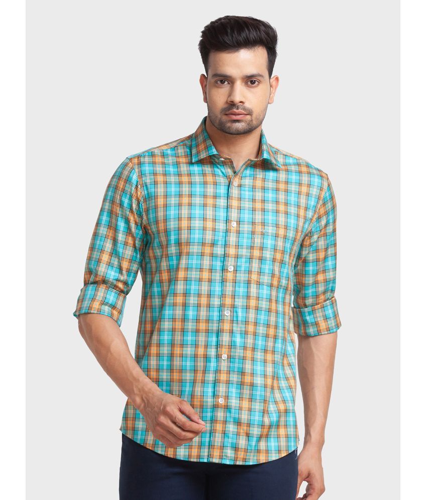     			Colorplus 100% Cotton Regular Fit Checks Full Sleeves Men's Casual Shirt - Orange ( Pack of 1 )