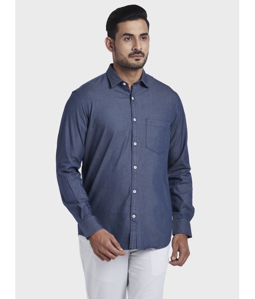     			Colorplus Cotton Blend Regular Fit Self Design Full Sleeves Men's Casual Shirt - Blue ( Pack of 1 )