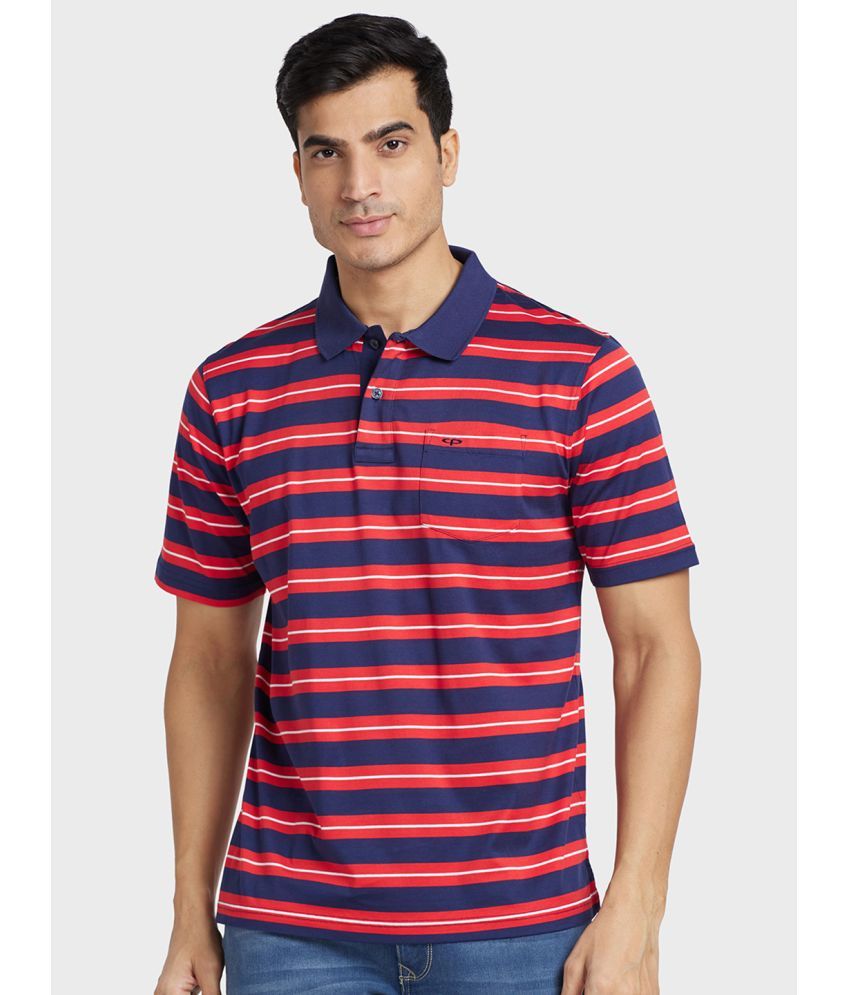     			Colorplus Cotton Regular Fit Striped Half Sleeves Men's Polo T Shirt - Red ( Pack of 1 )