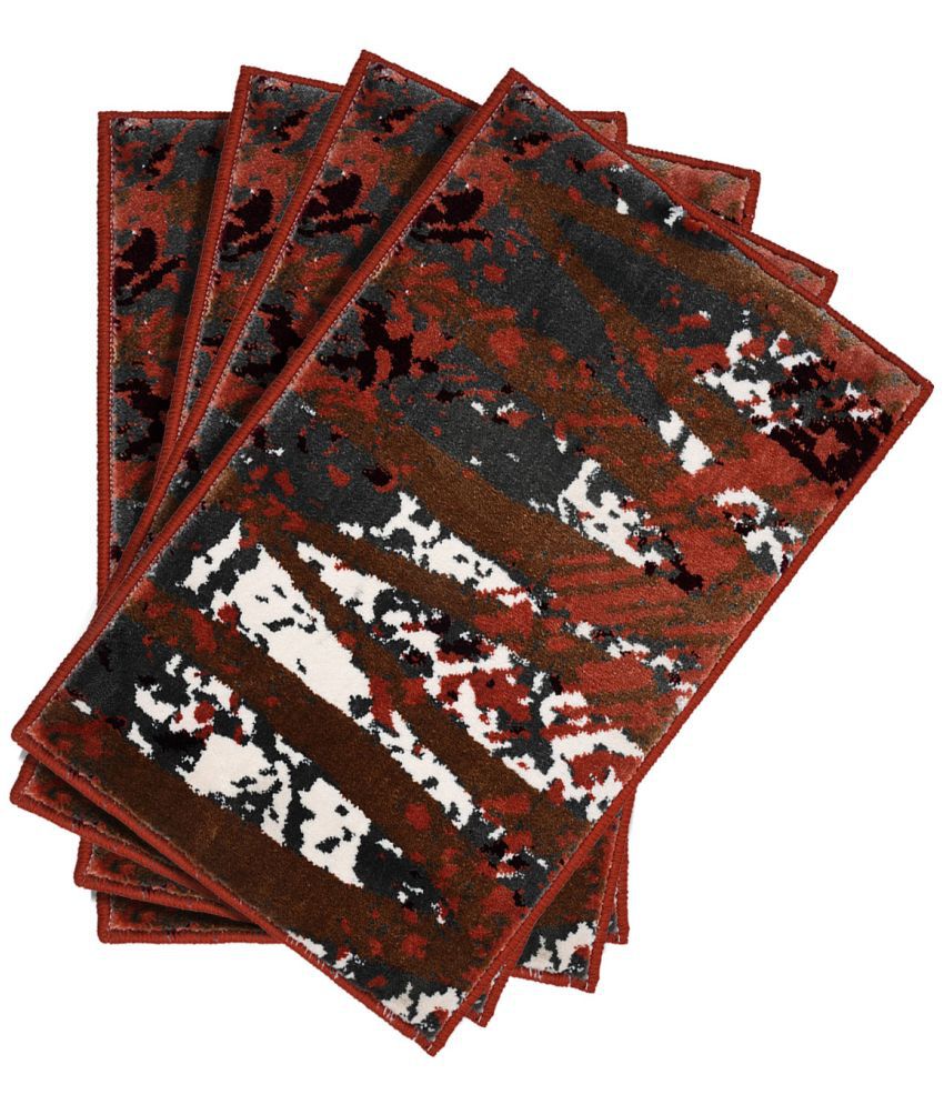     			GRHAMOY - Anti-skid Polyester Door Mat ( 60 X 40 cm ) Set of 4 - Red